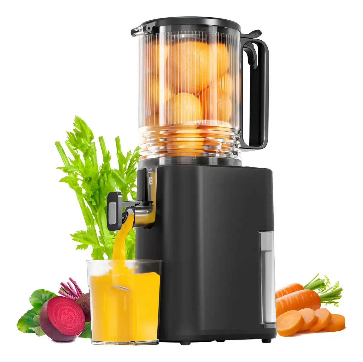Espremedor de prensa a frio para frutas e vegetais pretos