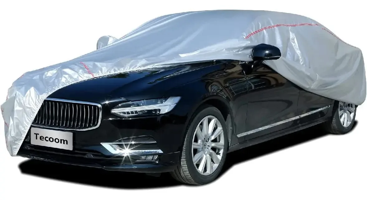 Tecoom Capa Rígida de Material Oxford com Forma de Porta, Design de Zíper, Impermeável, Resistente a Raios UV, Resistente ao Vento, Para Todos os Tipos de Clima, Interior e Exterior, Ajuste Sedan