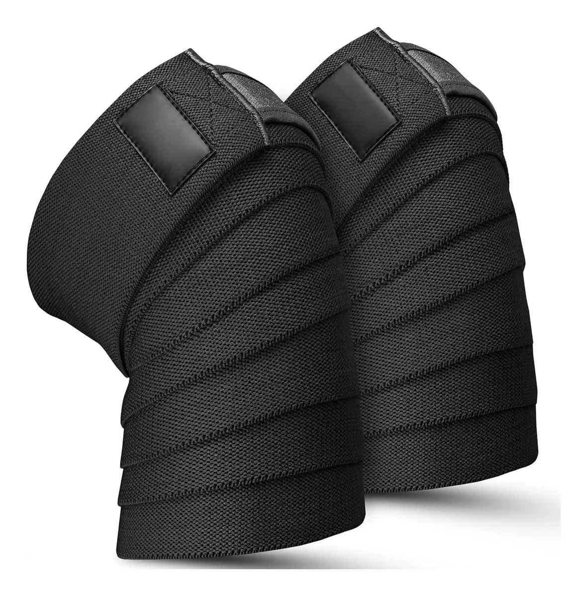 1 par de bandagens elásticas de joelho, joelheiras elásticas, joelheiras elásticas, ginástica, 2 m, black hoovoo