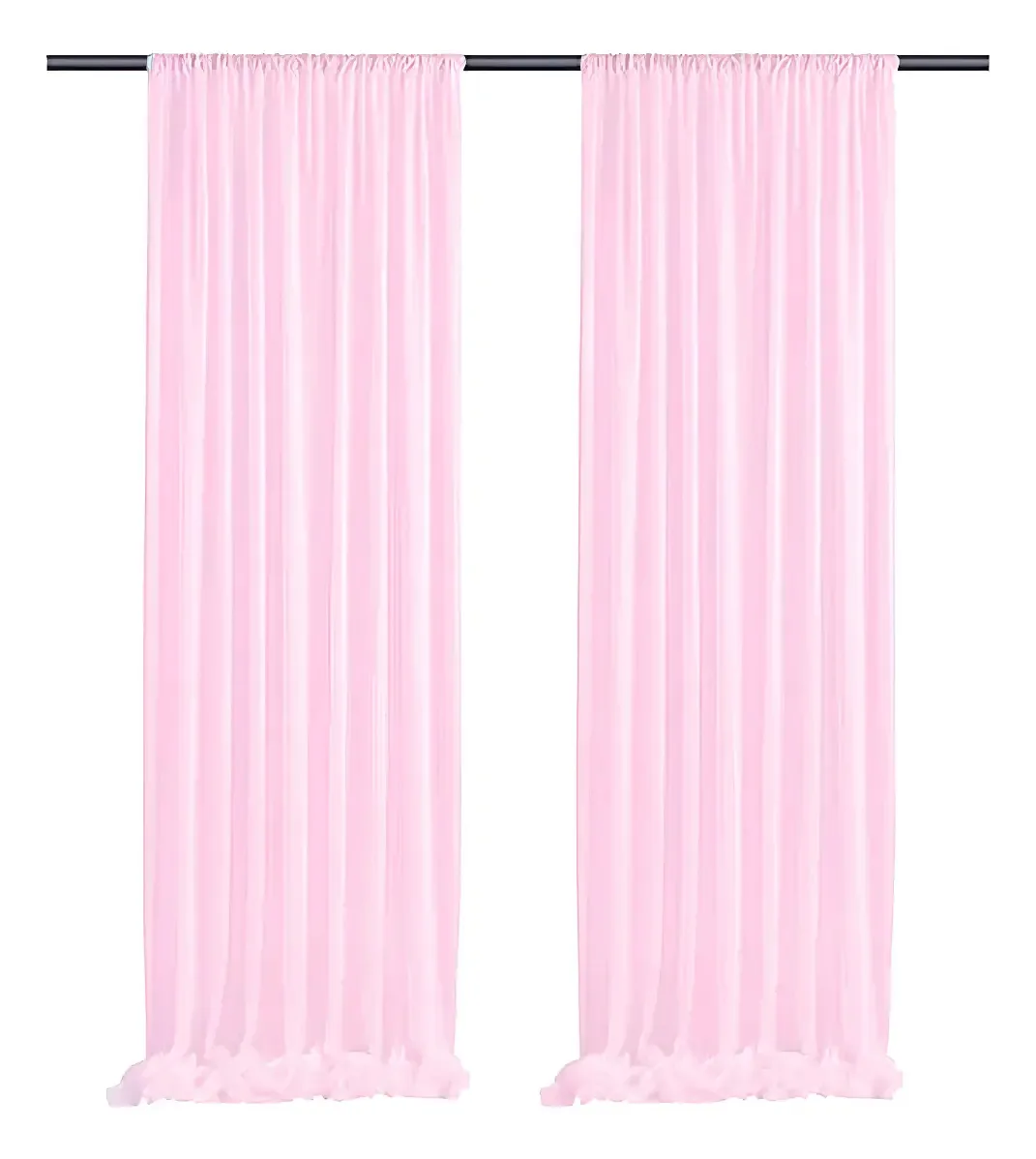 2 peças de cortinas de fundo de malha translúcida para festas, rosa de 1,55 x 2,4 m