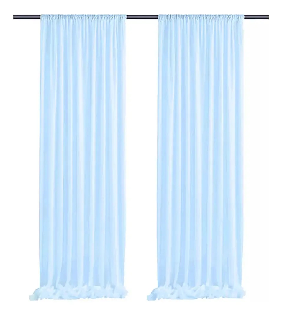 2 peças de cortinas de fundo de malha translúcida para festas, cor azul claro de 1,55 x 2,4 m