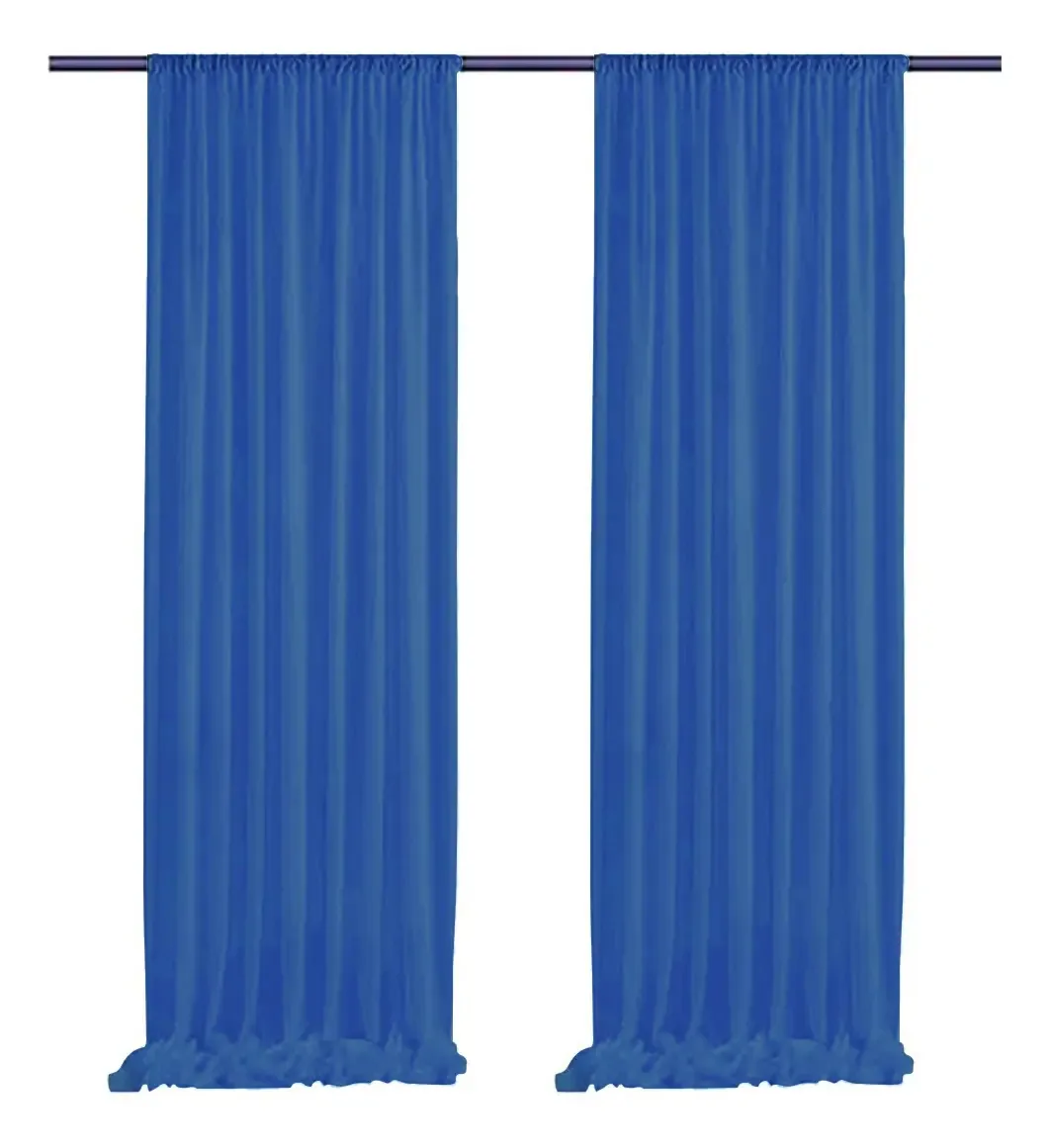 2 peças de cortinas de fundo de malha translúcida para festas, cor azul escuro de 1,55 x 2,4 m