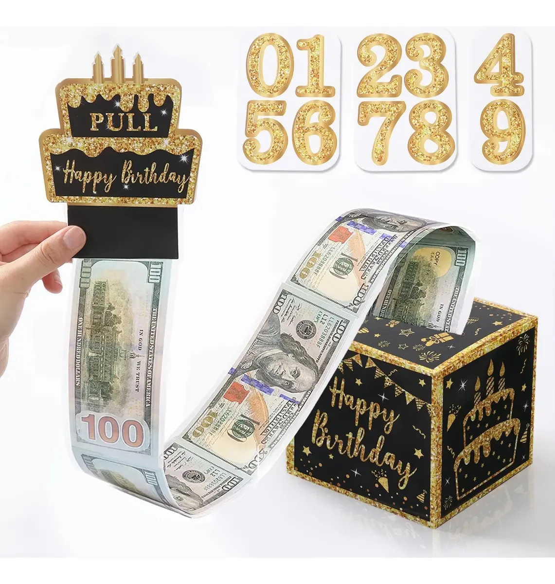Caixas para Surpresas Decoração de Aniversário Cor Preto Dourado