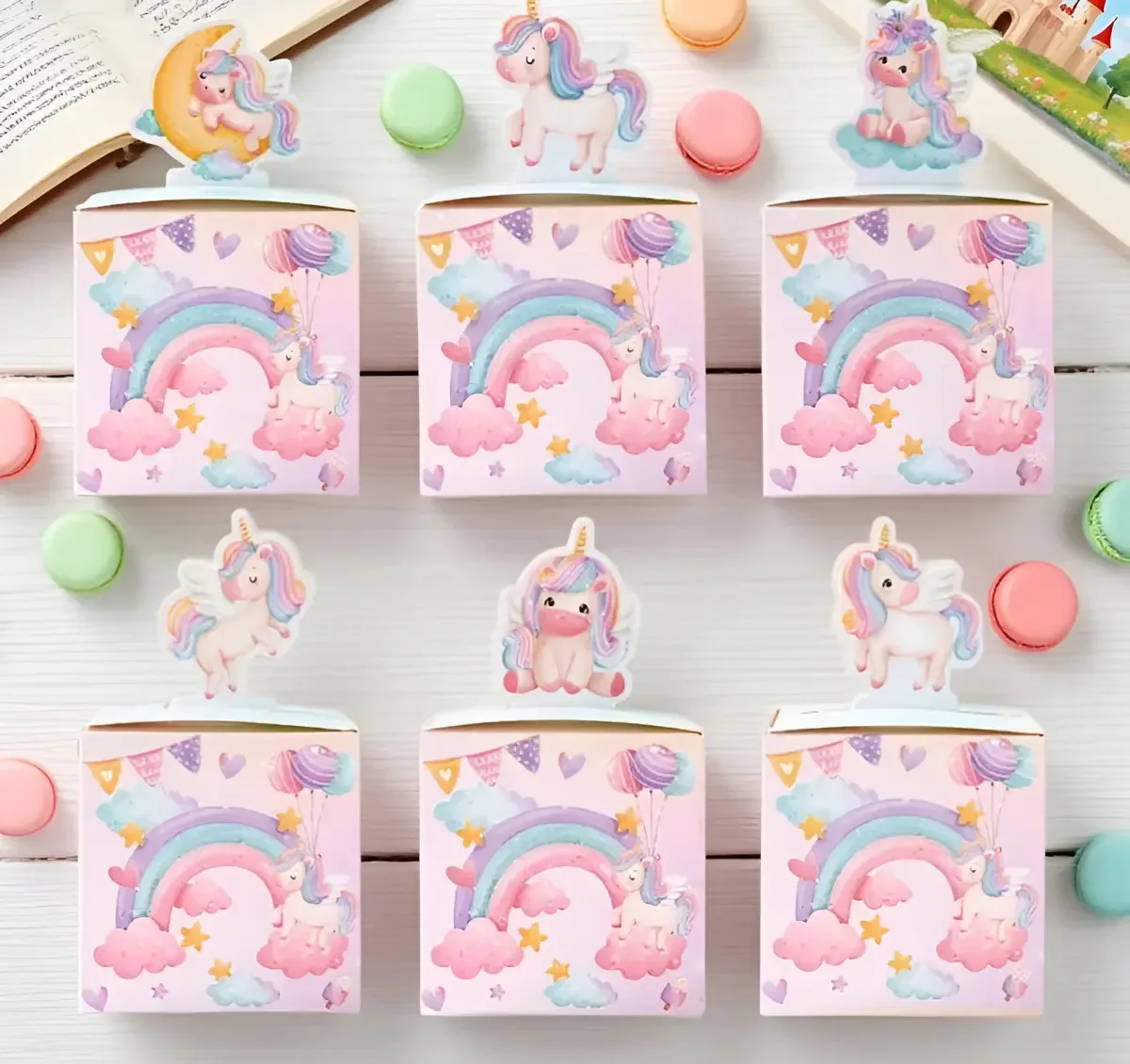 24 Unicorn Candy Box, decoração de aniversário, rosa