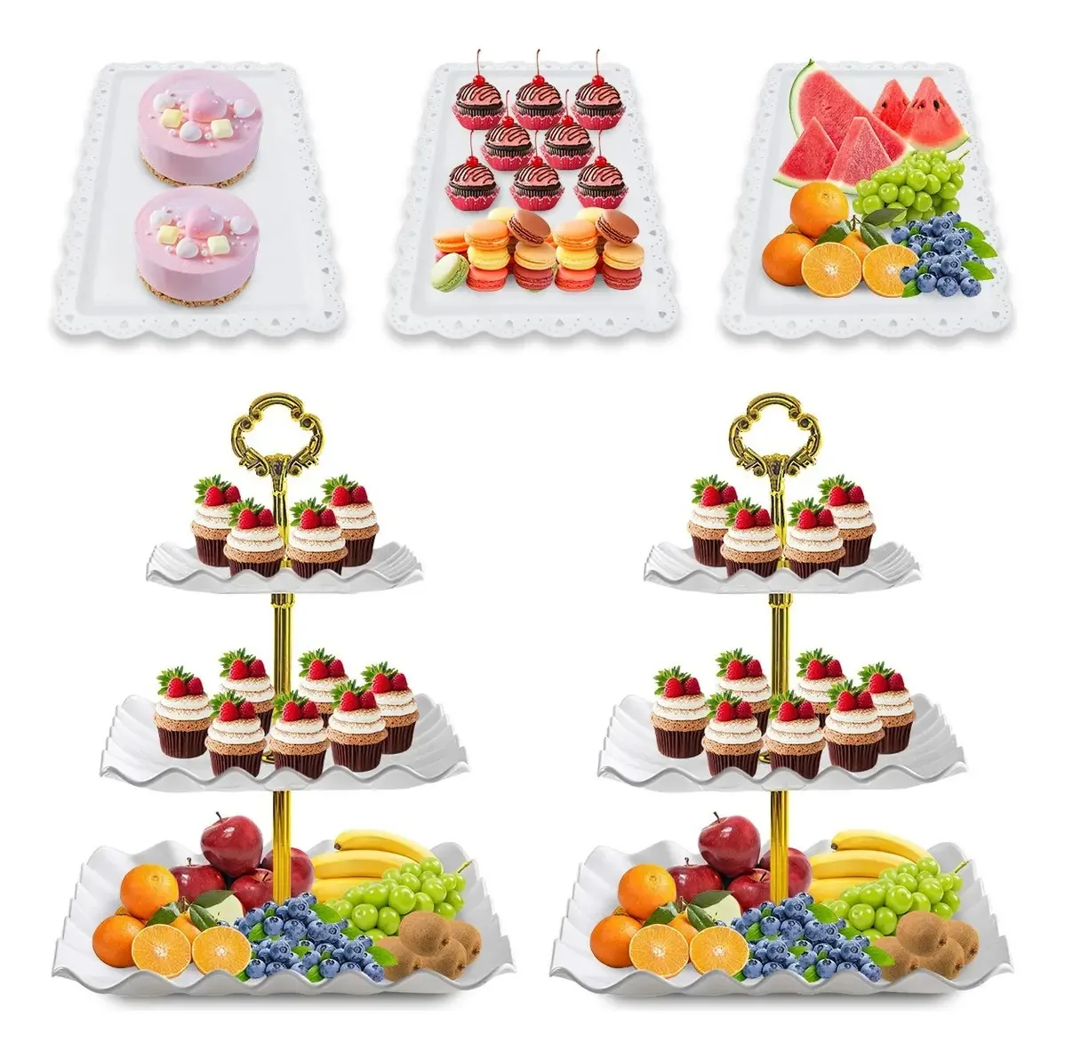 Base para cupcakes e sobremesas, mesa para cupcakes e sobremesas, Displaydore, 5 unidades, cor branca