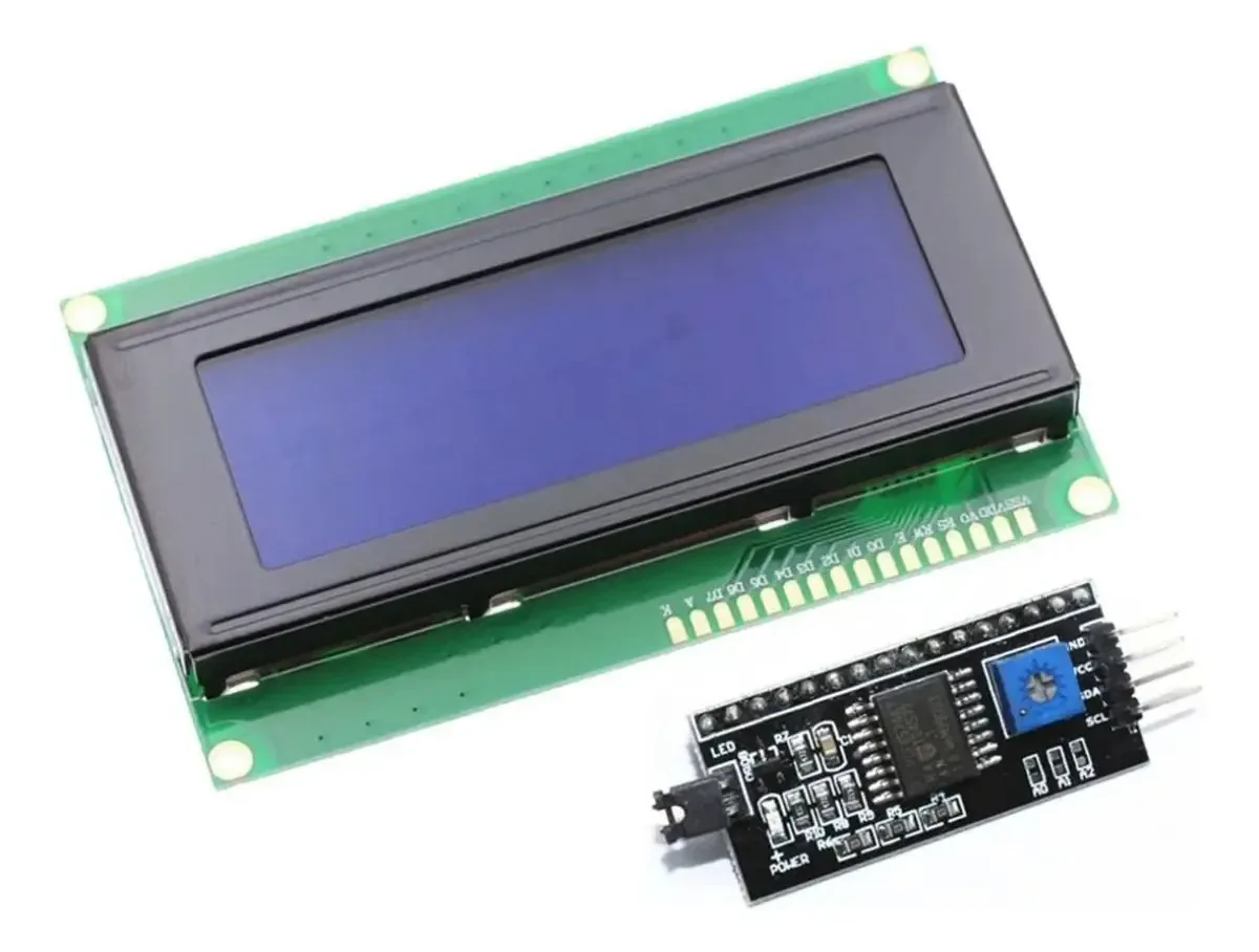 Ecrã LCD 20x4 de 2004 com fundo azul e módulo Arduino I2C Qyju