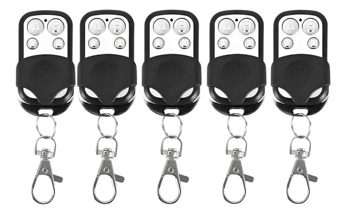 5 unidades de controles remotos universais, portas automáticas, 433 mhz, pretas