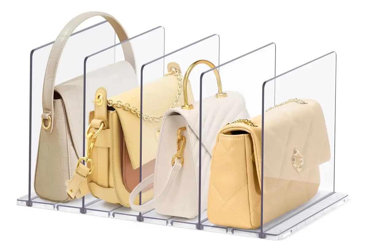 6 peças transparentes, organizador de bolsas, divisória de bolsas