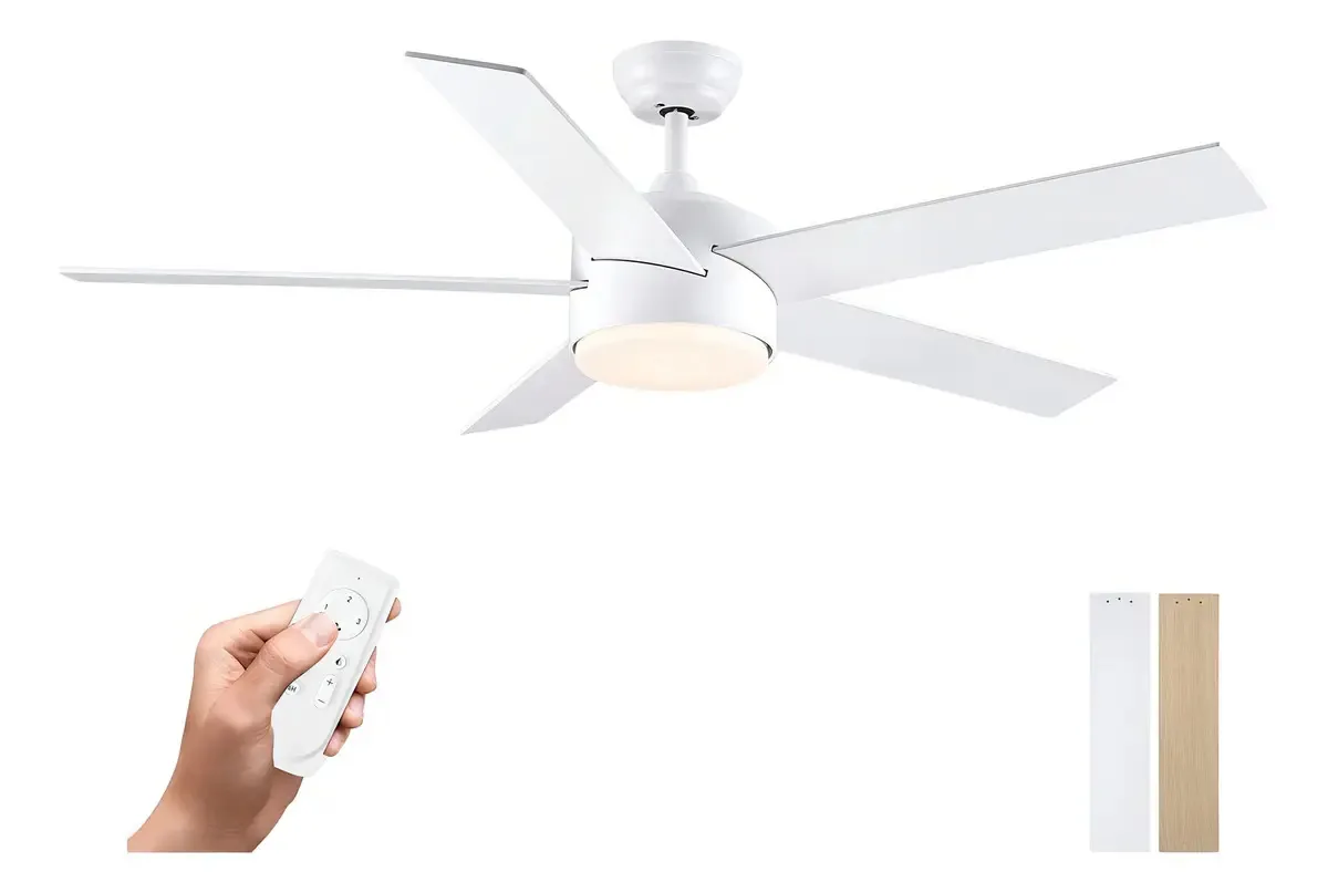 Ventiladores de teto brancos Pochfan de 52 polegadas com luz