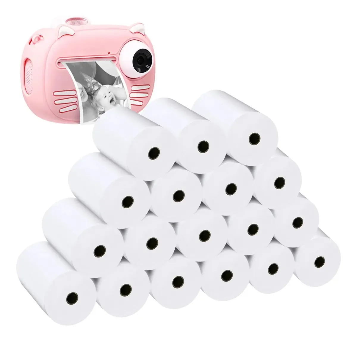 Papel de Recarga para Câmera Instantânea Evolut18rolls para Crianças, Impressora Térmica Branca, Papel Fotográfico, Câmera Infantil para Câmera Instantânea, Suprimentos, 2.2 X 1.2 Polegadas
