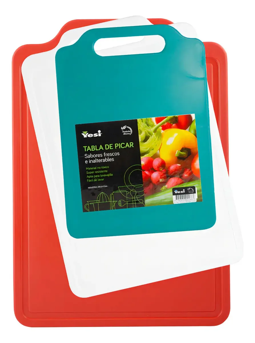 Conjunto de 3 tábuas de cortar de plástico Color Yesi Mix 2