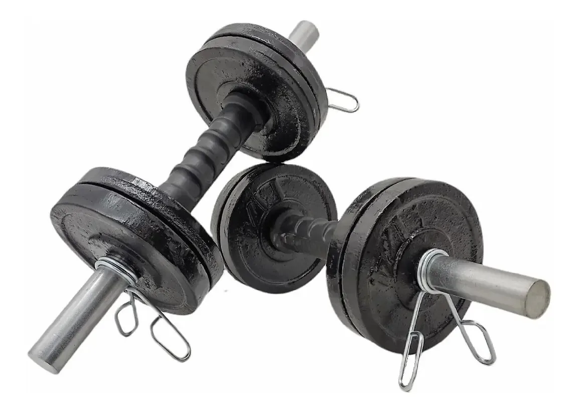 Halteres cromados + 8 discos de ferro fundido de 1,25 kg Sonnos Chrome Color