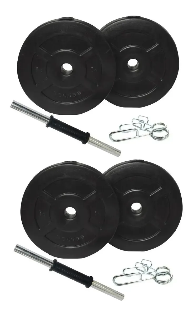 Kit de peso sólido cromado com 4 discos, halteres de 2,5 kg, cor preta