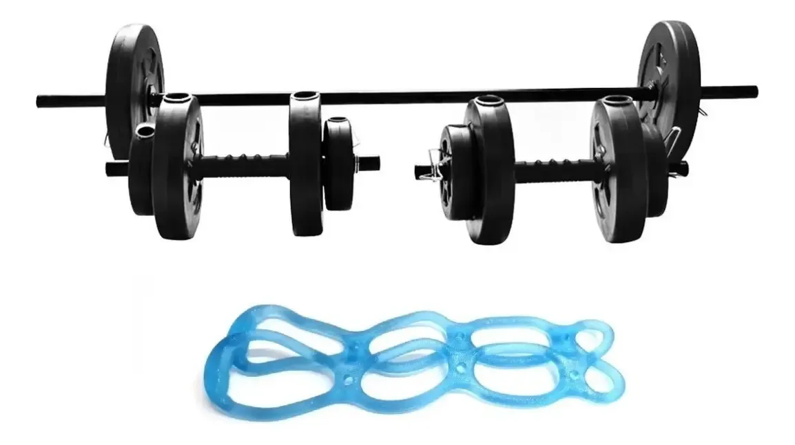 Halteres + Barra + 24 Kg. Da Discos. Pesos da faixa peitoral Sonnos Color Jelly