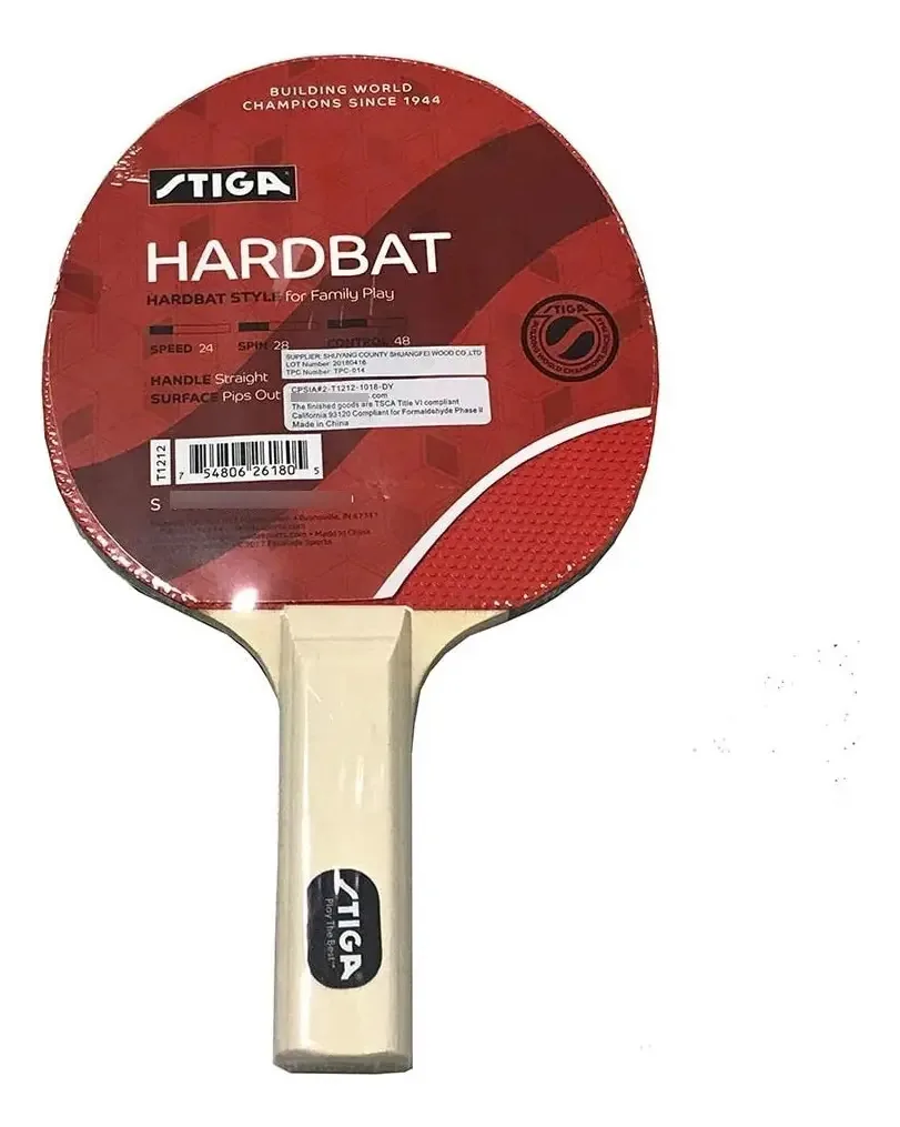 Raquete de tênis de mesa vermelha Stiga T1212 Hardbat