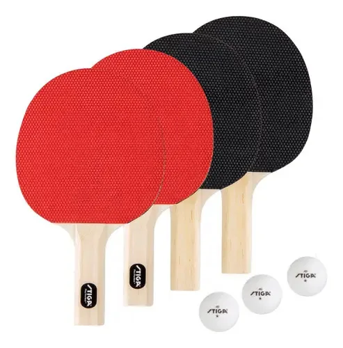 Conjunto de 4 raquetes multicoloridas clássicas Stiga Ping Pong