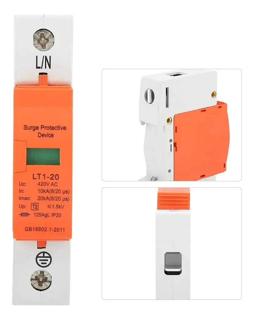 1p 10ka-20ka Dispositivo de Proteção Contra Raios, Pára-raios de Baixa Tensão do Protetor de Sobretensão para Casa 420 Vac, Protetor de Sobretensão, Protetor de Sobretensão