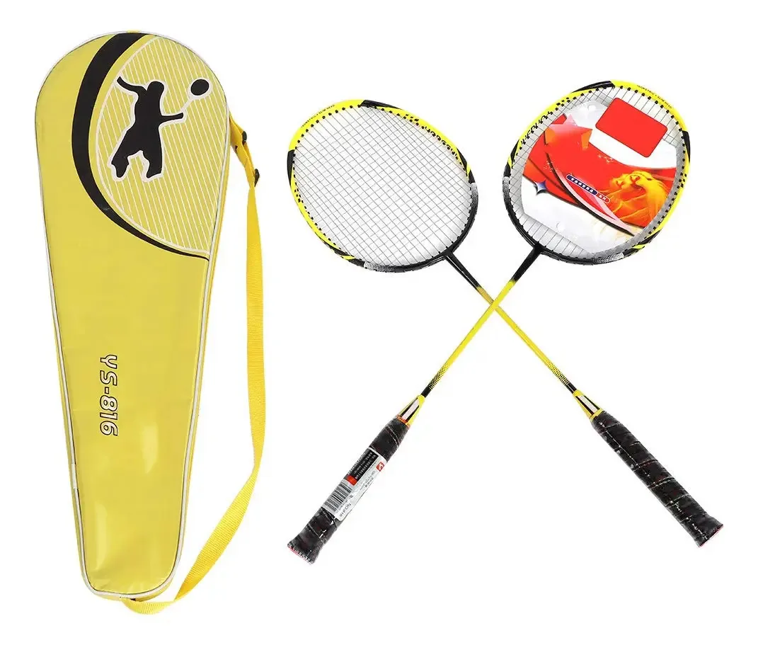 Raquete de Badminton Esportiva Vgeby, Jogo de Raquetes de Badminton de 1 Par, Luminária de Alta Resistência em Liga com Bolsa de Transporte, Equipamentos de Badminton e Tênis