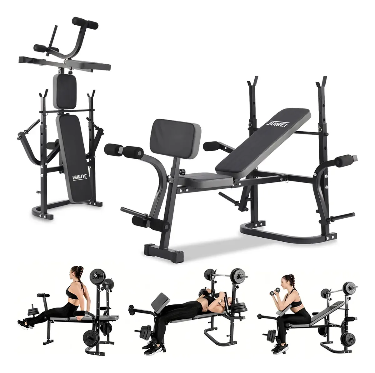 Banco de exercícios para ginástica de musculação inclinado Jumei Fitness - preto