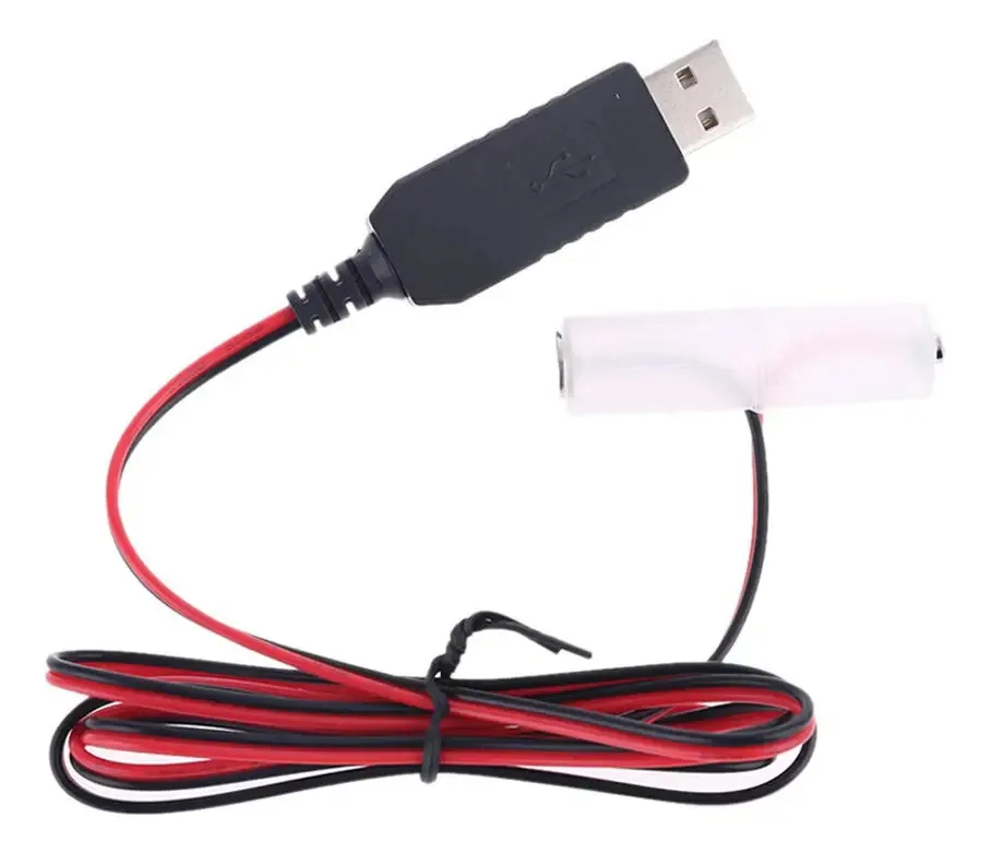Necvior Lr6 - Cabo de Alimentação USB para Bateria AA de 1 a 4 Unidades de 1,5 V AA para Rádio Relógio de Brinquedo Elétrico LED