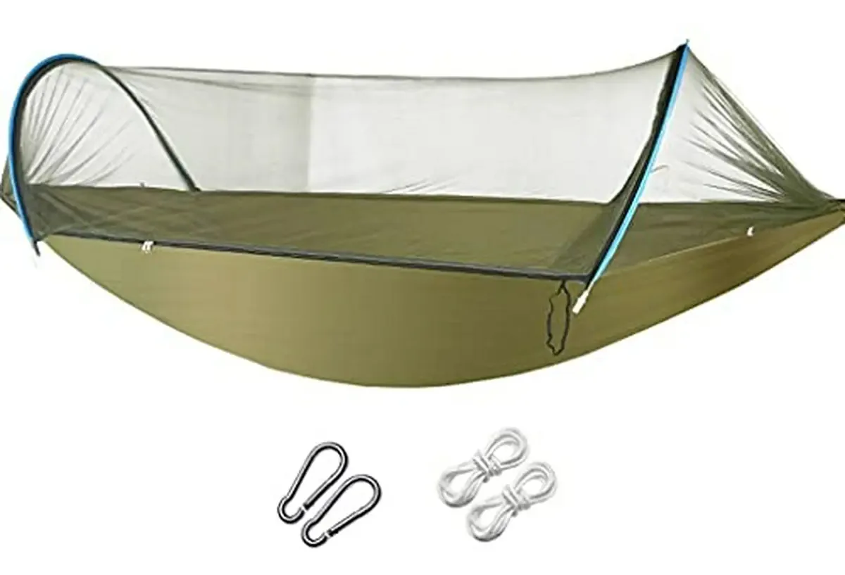 Redes portáteis para acampar e viajar, cor verde