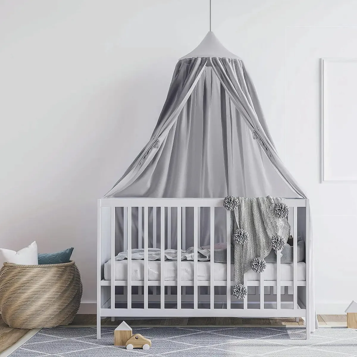 Toldo de cama Dyna-living para meninas, par de cortinas de cama. Cor: Cinza