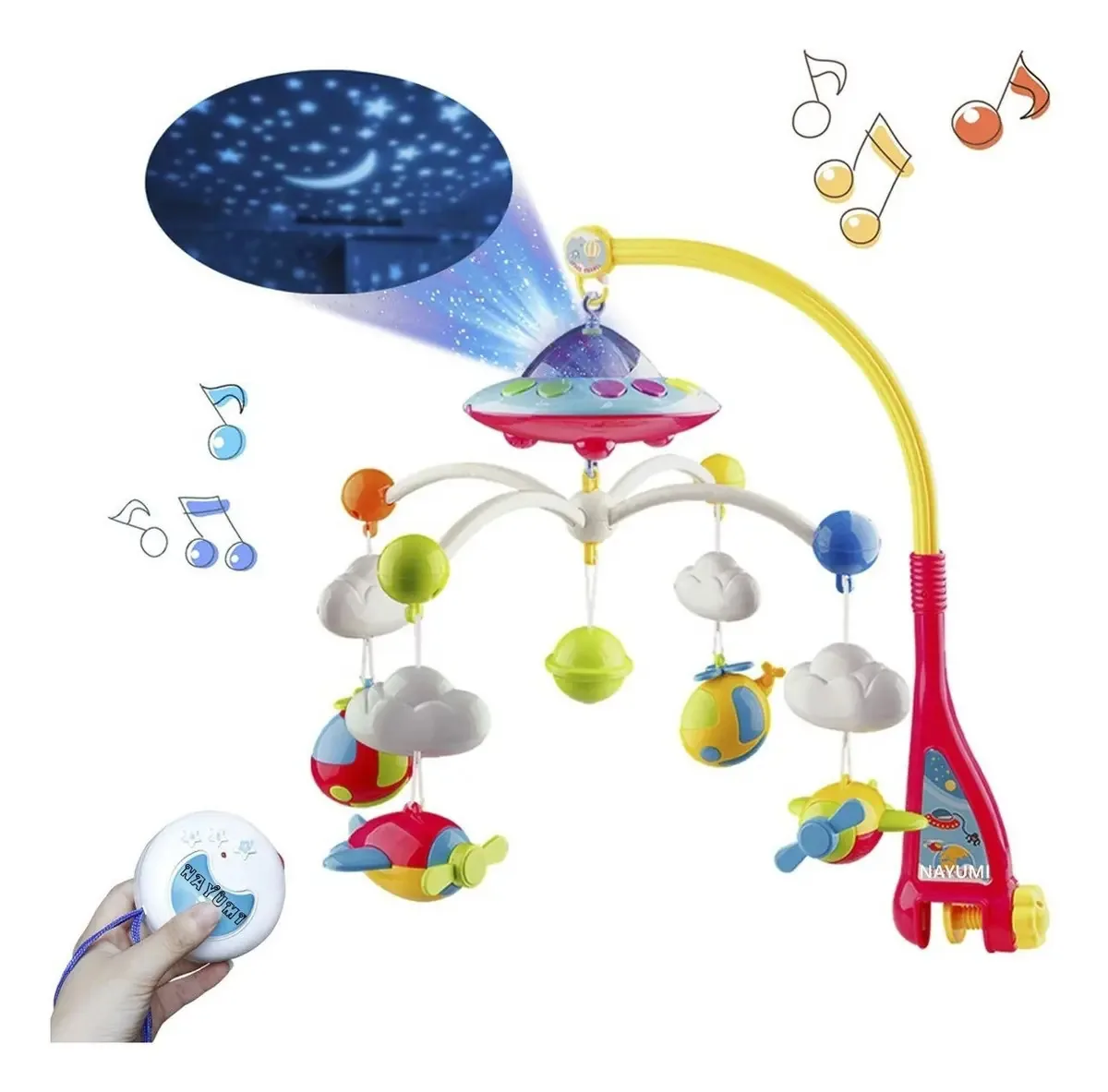 Mobile Musical Rattle For Baby Cradle Projector Stars