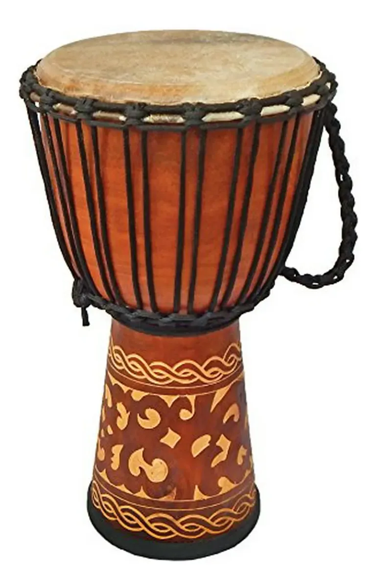 Djembe esculpido padrão, 24 de altura, 12 cabeças, Nk149