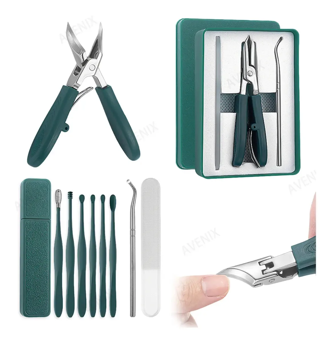 Cortador de Unhas Chanfrado em Forma de Bico de Águia, Cortador de Unhas 9cps corta unhas alicates unhas encravadas alicate pedicure alicate para unha encravada, colheres Ouvido