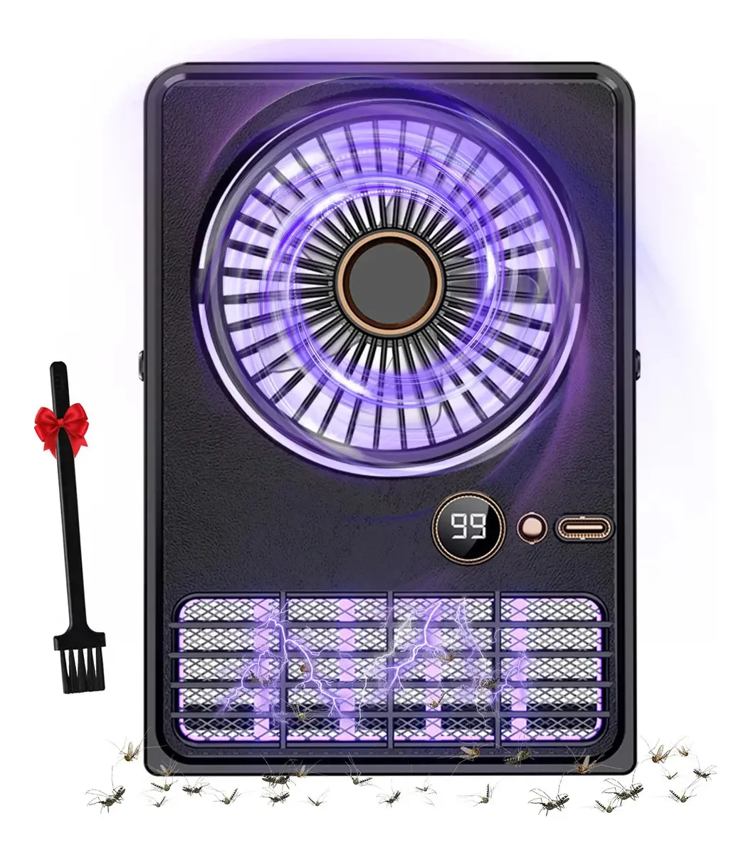 Lâmpada Viadbee Mosquito Kills com ventilador USB recarregável — sistema de luz LED 2 em 1 e zapper elétrico para ambientes externos/internos, elimina moscas, mosquitos e insetos voadores — Ideal...