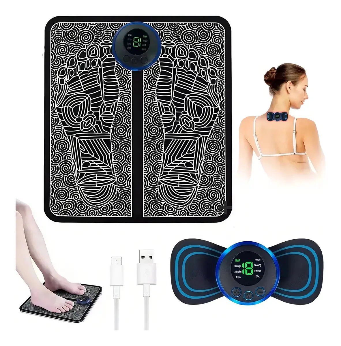 Massageador recarregável de pés e corpo Spa Massageador elétrico portátil de pés Massageadores elétricos Massageador elétrico de pés Massageador de pés Massageador de costas Massageador de massagem