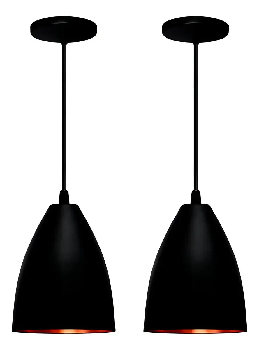 Pendente Kit 2 Vegas Luminarias ( Preto Com Bronze)