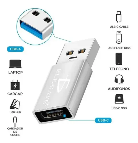 Adaptador USB tipo C fêmea para USB, cor cinza