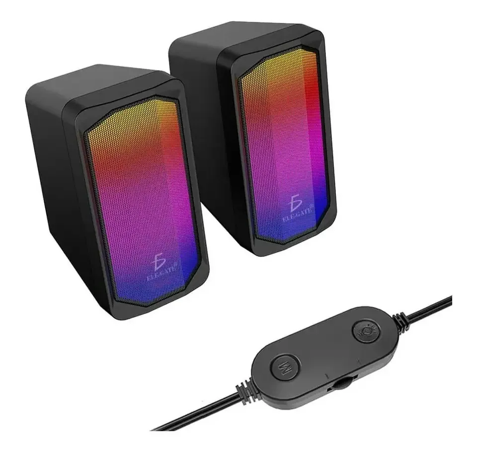 Alto-falantes USB Alto-falantes para PC de 5w com luz LED RGB, cor preta