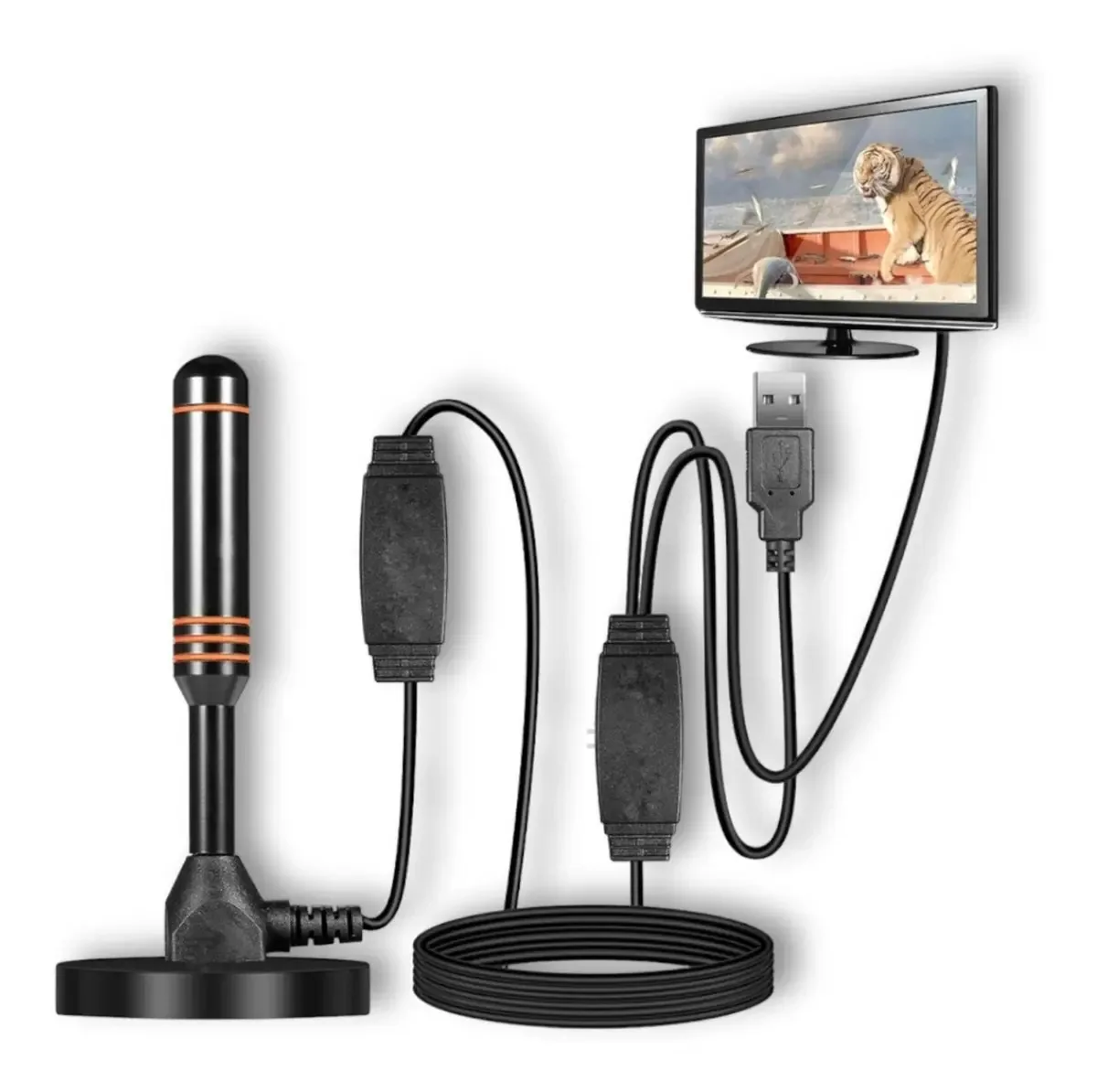 Antena de TV interna digital HD 1080p 4k 2 amplificadores