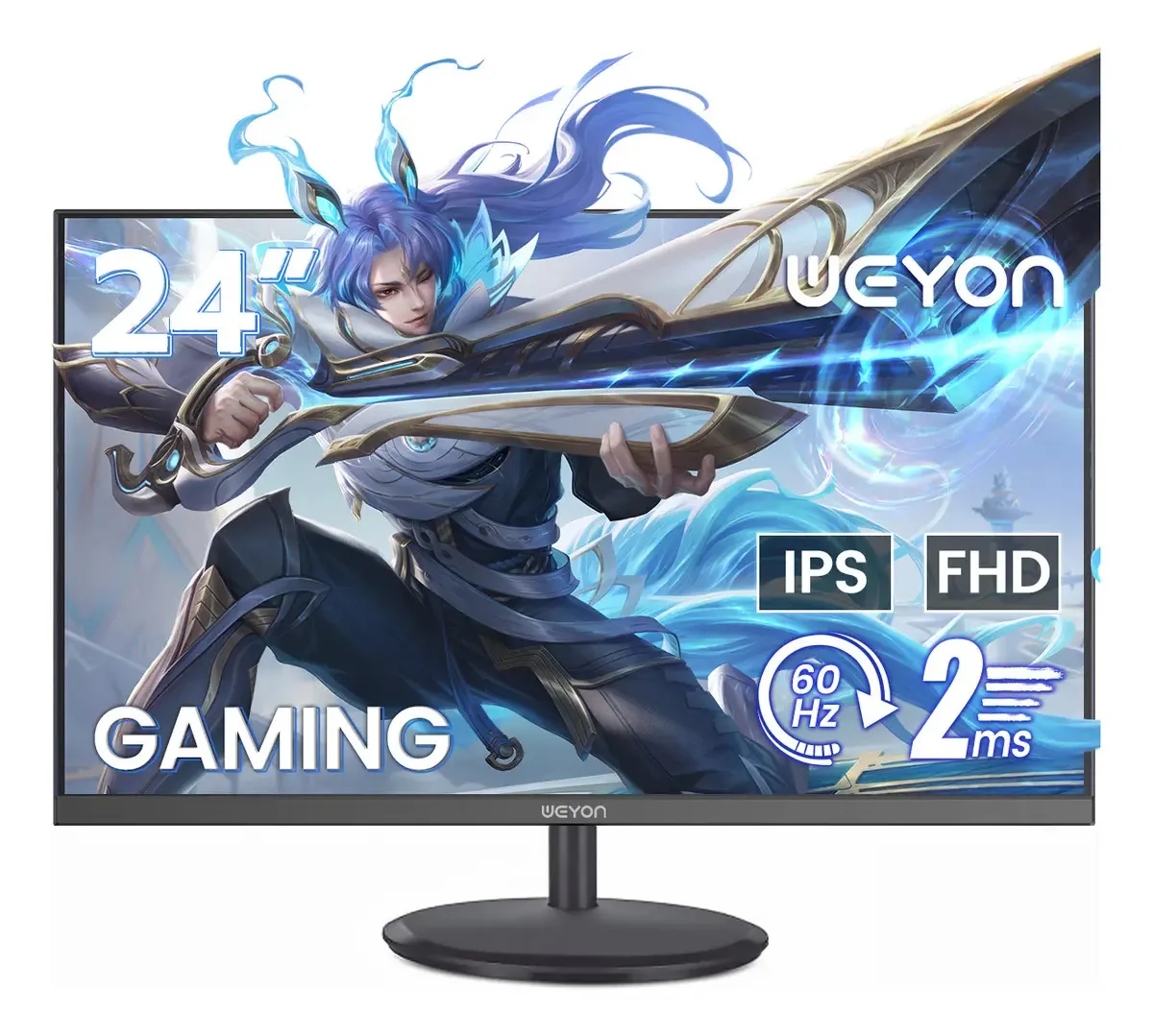 Monitor de tela de computador Weyon Gamer Monitor de 24 polegadas, cor preta
