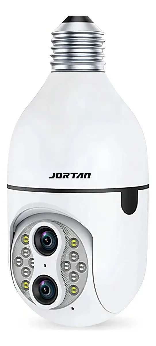 Câmera Segurança Lâmpada 2 Lentes 355° Visão Noturna C/ Zoom Cor Branco