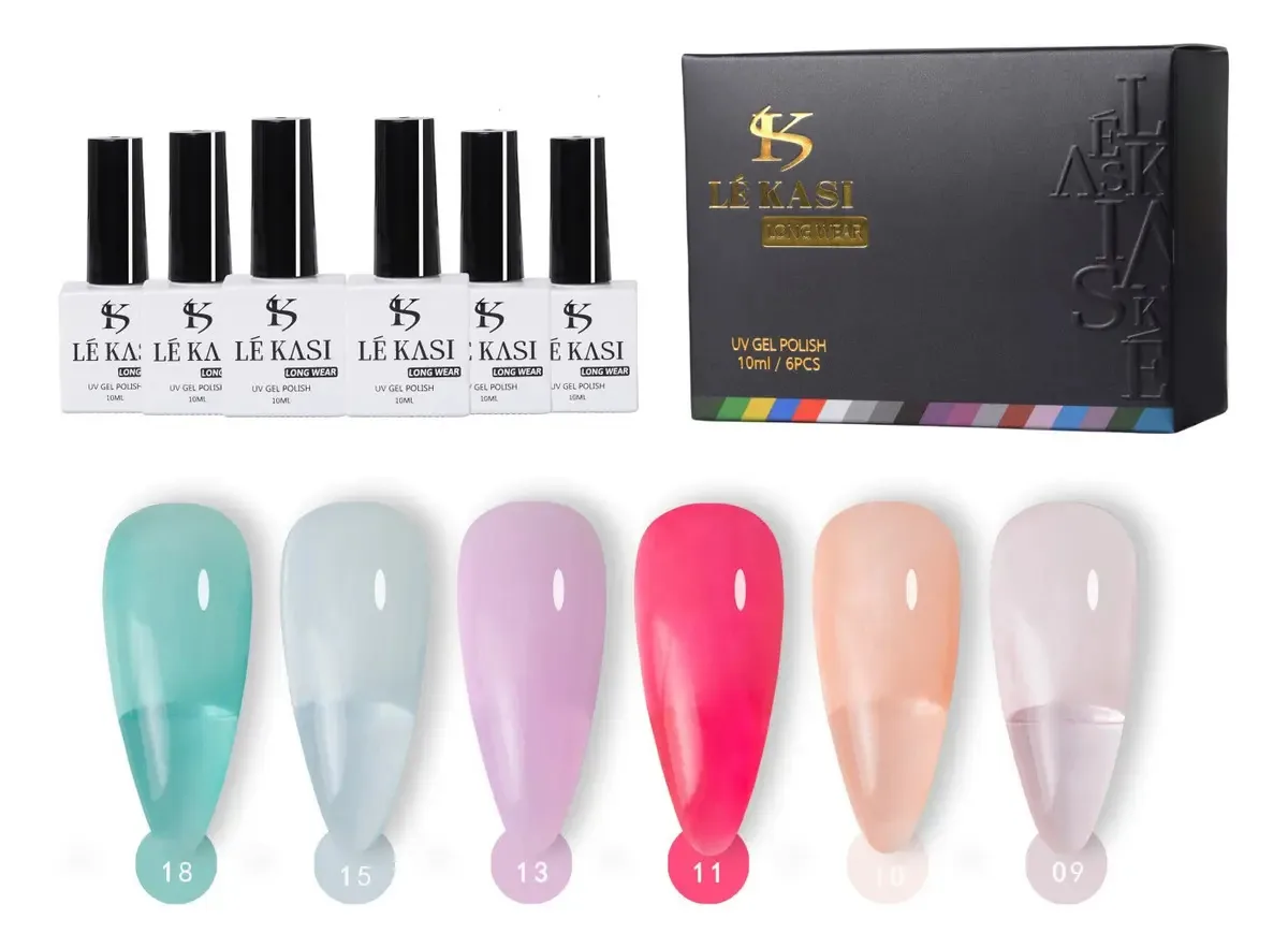 Linha De Gel Semipermanente Lé Kasi 6 Esmaltes Para Unhas Uv J Cor WGEL-28-C