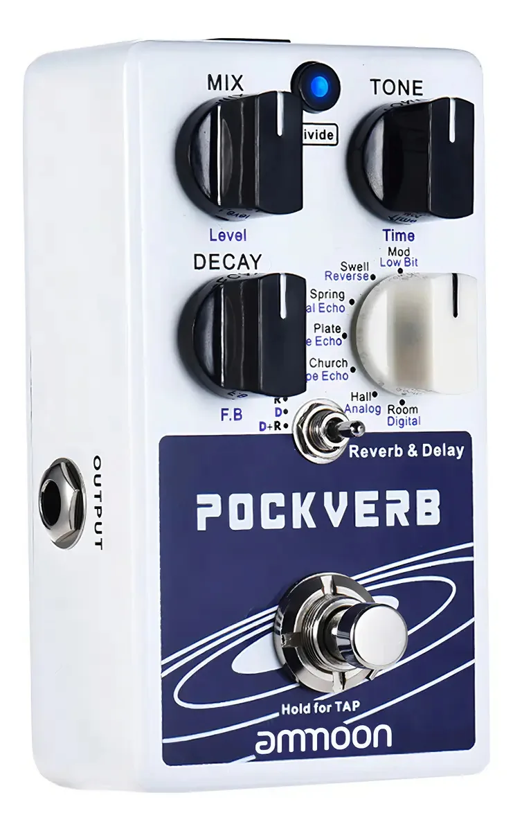Pedal de efeitos de guitarra Ammoon Pockverb Reverb & Dela - Preto