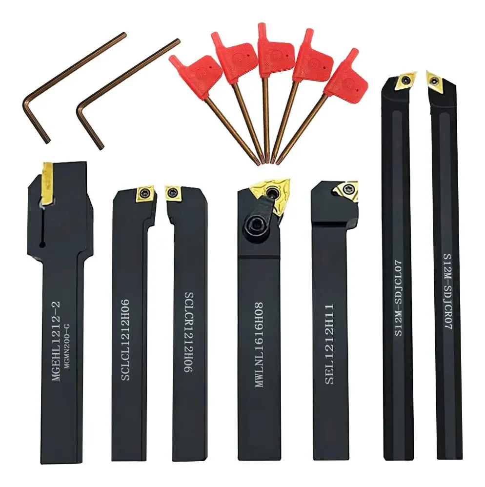 Conjunto de 7 Ferramentas de Torneamento de Carboneto para Torno