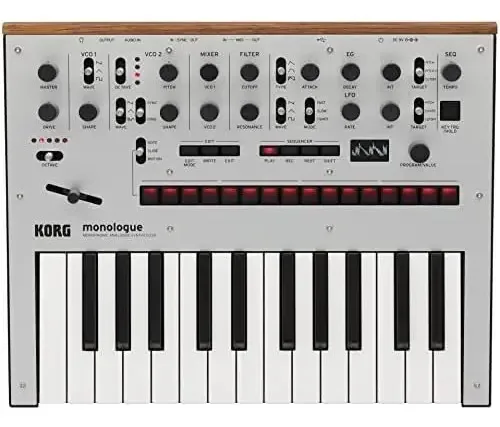 Predefinições do sintetizador analógico monofônico Korg - cor prata