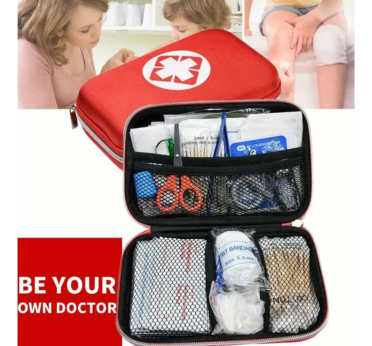 Kit portátil de primeiros socorros, 184 peças, bolsas de primeiros socorros, kit compacto de primeiros socorros à prova d'água, kit de primeiros socorros para acampar, escritório e casa, viagens ao...