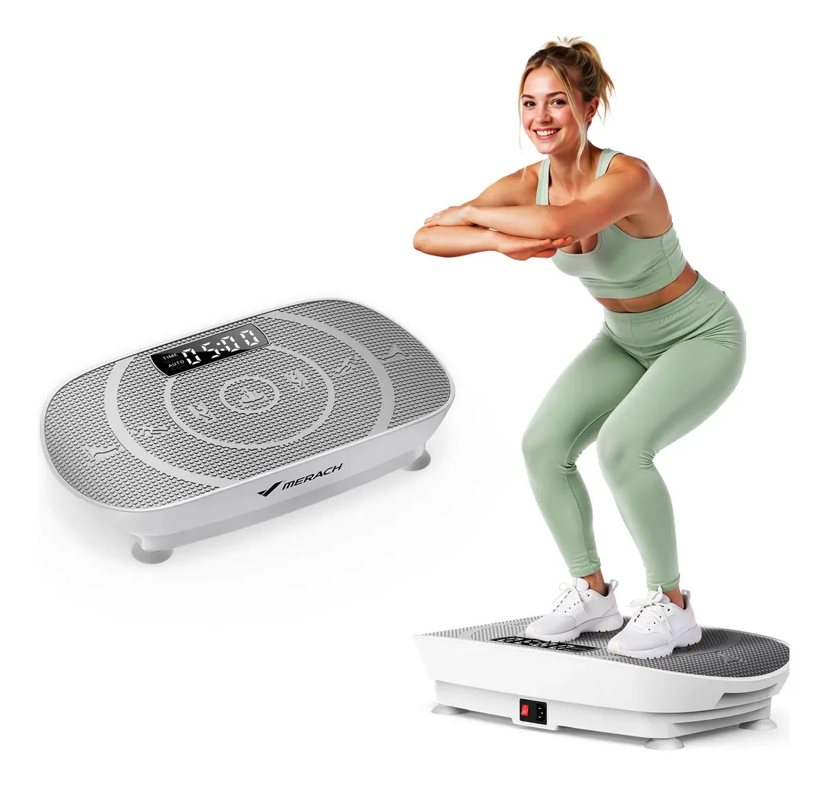 Máquina de exercícios de vibração Merach Platform com LED cinza