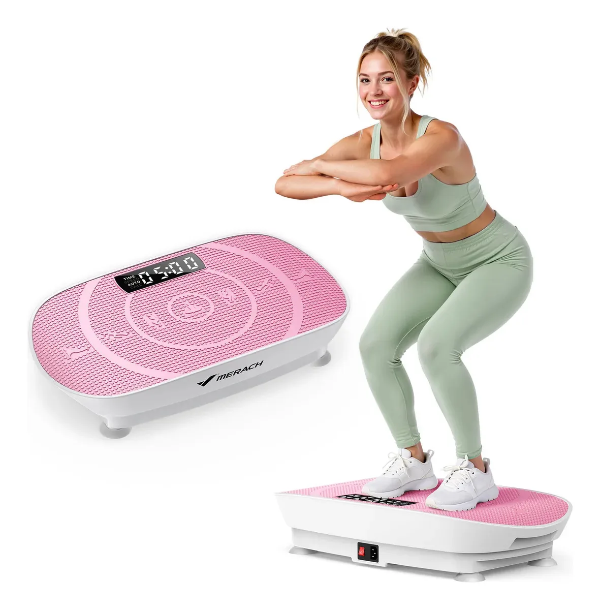 Máquina de exercícios Merach Vibration Platform com LED rosa