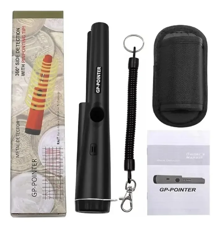 Detector Metais À Prova D'água Sonoro Vibrador Laterna Cor Preto