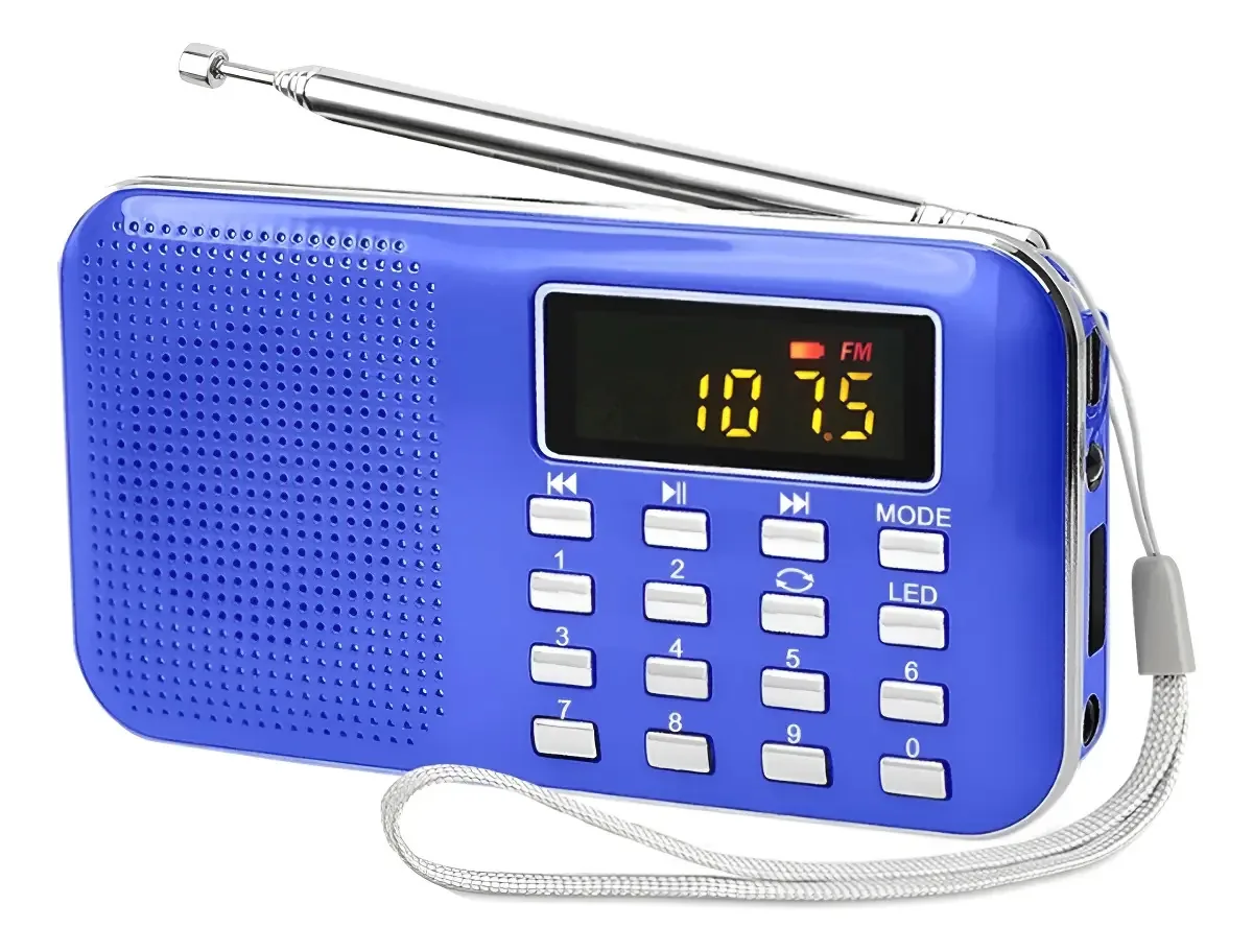 Rádio portátil Am Fm com leitor de MP3, cor azul