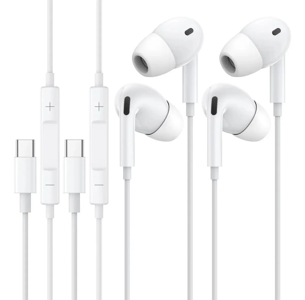 Fones de ouvido Ohuhu USB C para iPhone 15/16 com microfone e voz