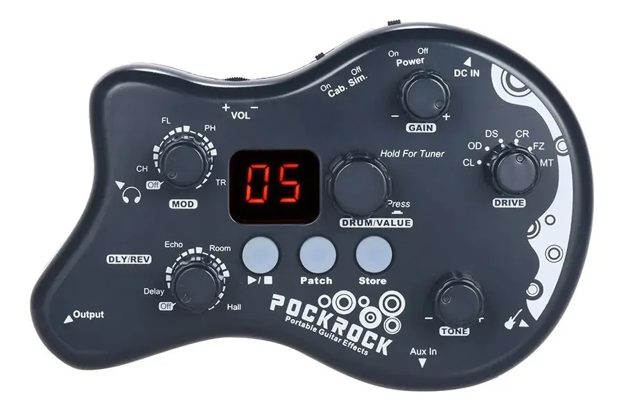 Pedal de efeitos Ammoon Pockrock, vermelho, cinza