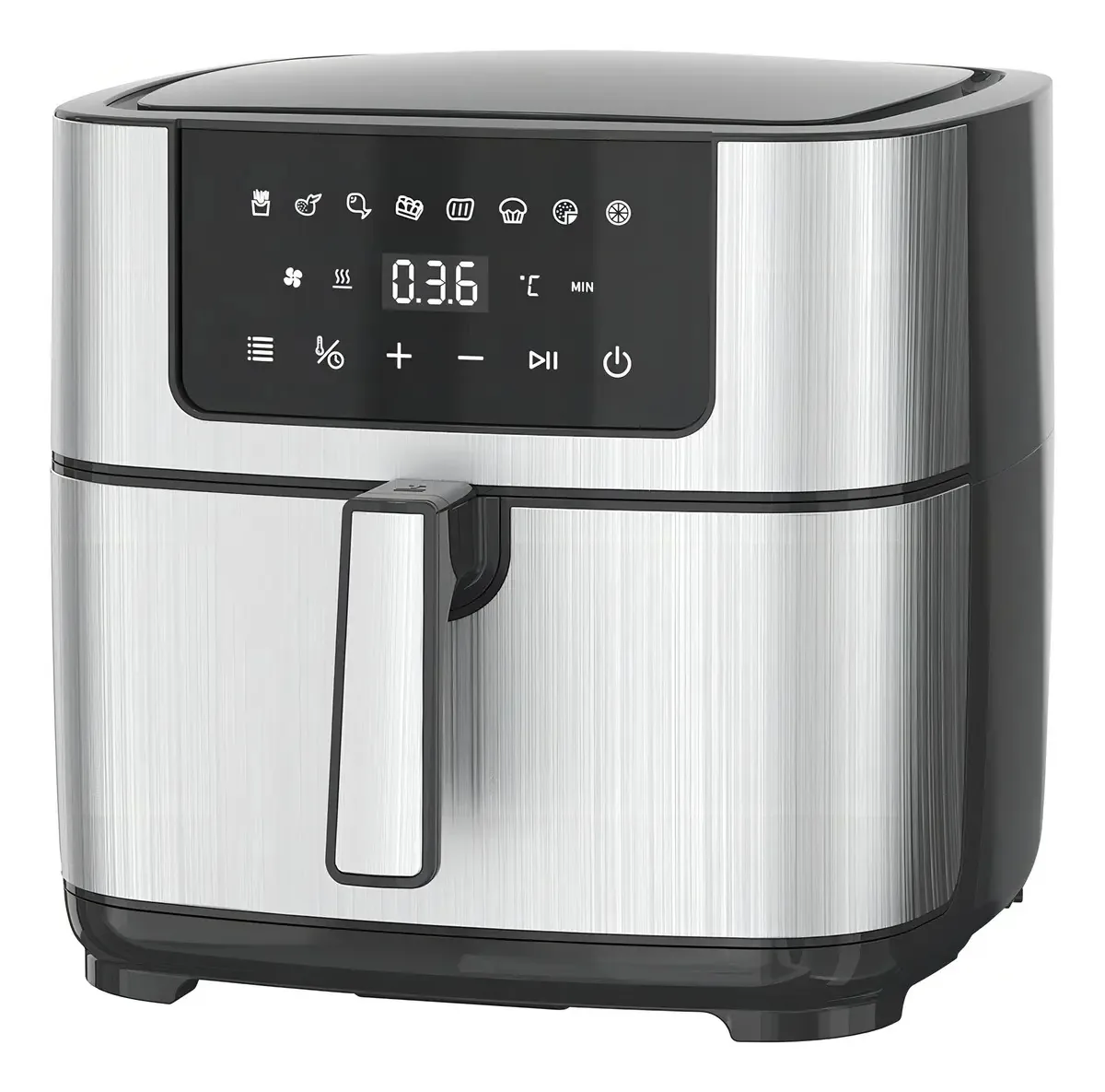 Fritadeira de ar de aço inoxidável Tech Go AF65g-RS 1300w 6,5l 8 programas
