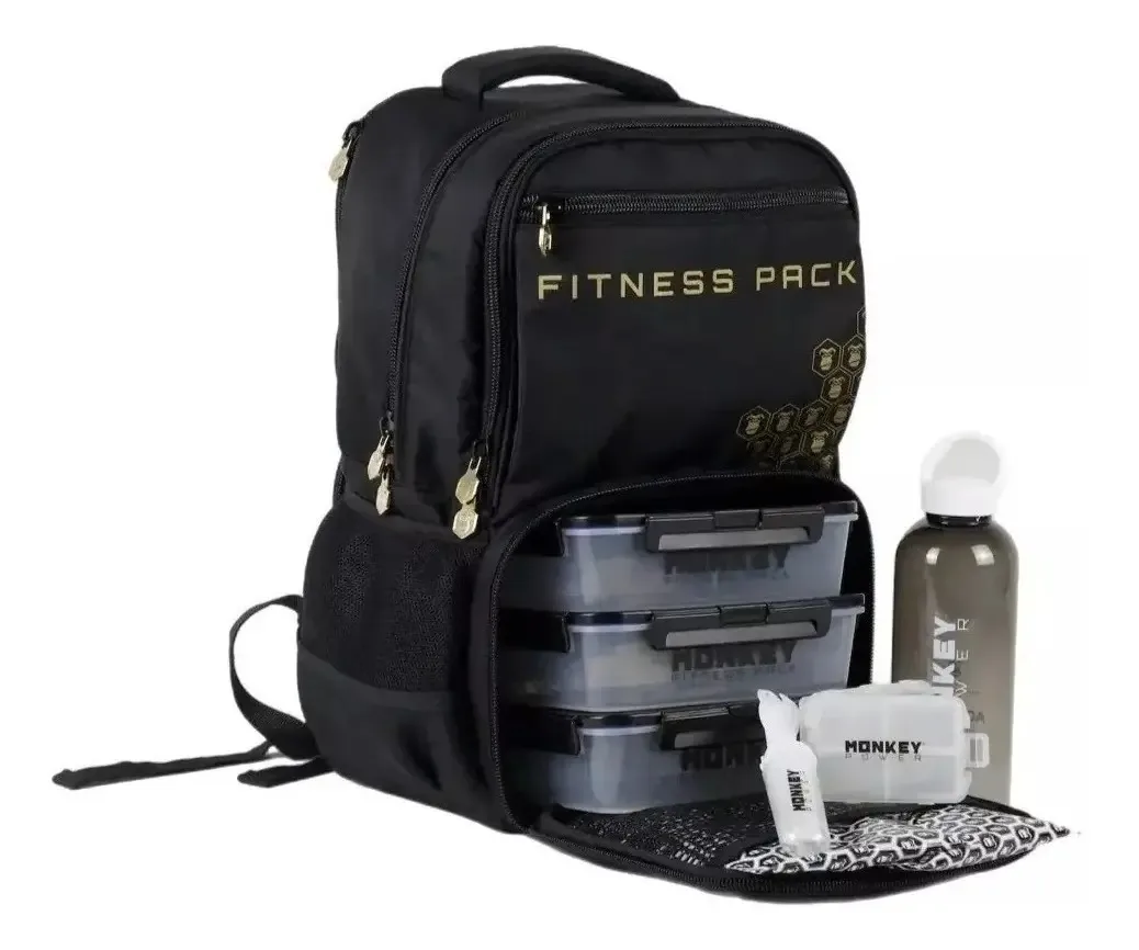 Laptop Mochila Lonchera Termica Monkey Power Fitness Pack Color Doradolux2023 Fitness Pack Mochila